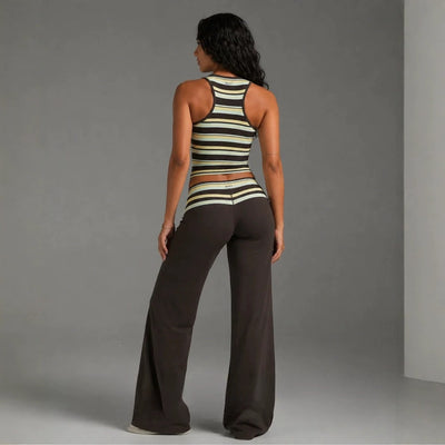 Sleeveless Striped Top and Loose Pants Set