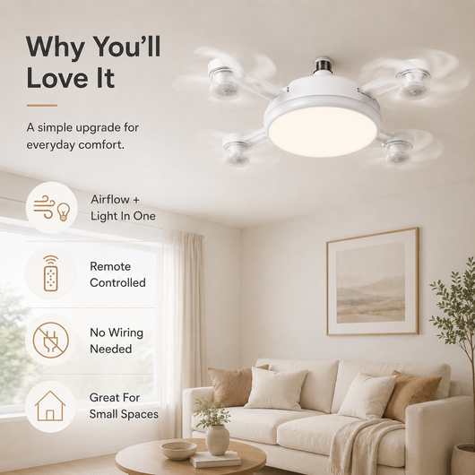 Simple Screw in Remote Control Ceiling Fan With LED Fan