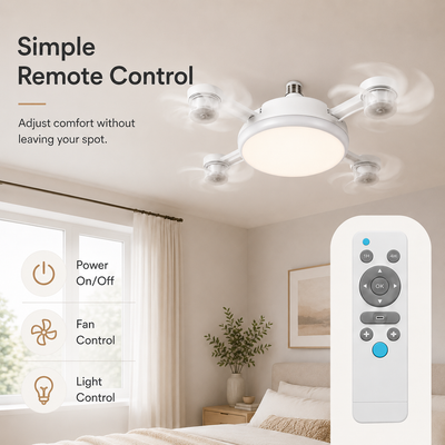 Simple Screw in Remote Control Ceiling Fan With LED Fan