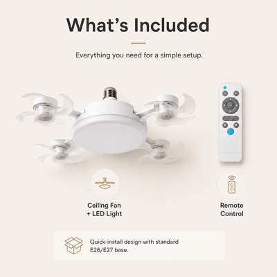 Simple Screw in Remote Control Ceiling Fan With LED Fan