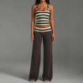 Sleeveless Striped Top and Loose Pants Set