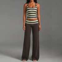 Sleeveless Striped Top and Loose Pants Set